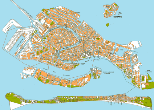 威尼斯市区地图高清图片（威尼斯城市平面图）
